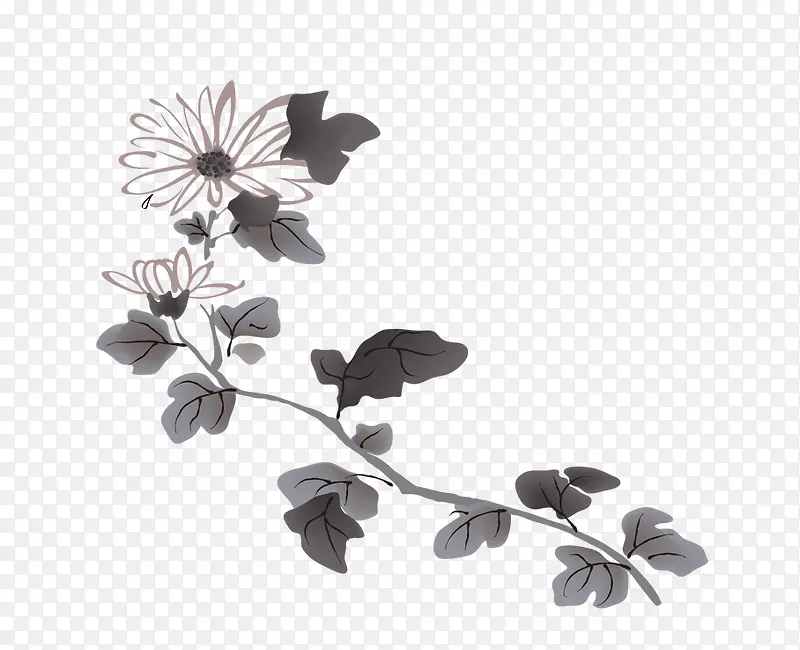 ˮī�滭��֦��Ҷ-������