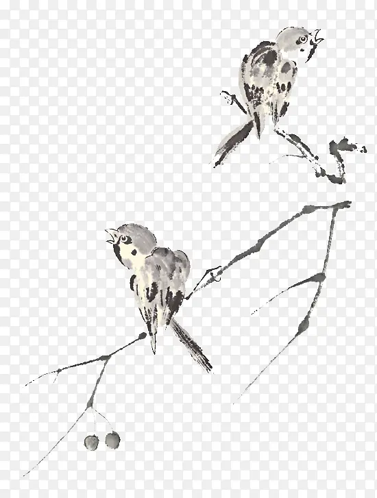 ˮī��֦�ϵ�С�񱳾�-������