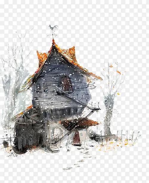 ˮ��ѩ�콨���廭-������