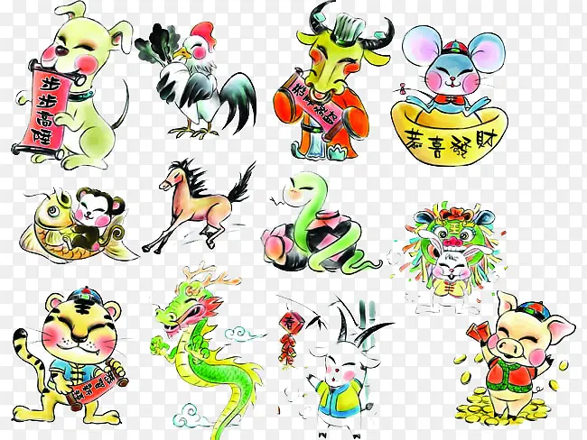 �ֻ�ʮ����Ф�廭-������