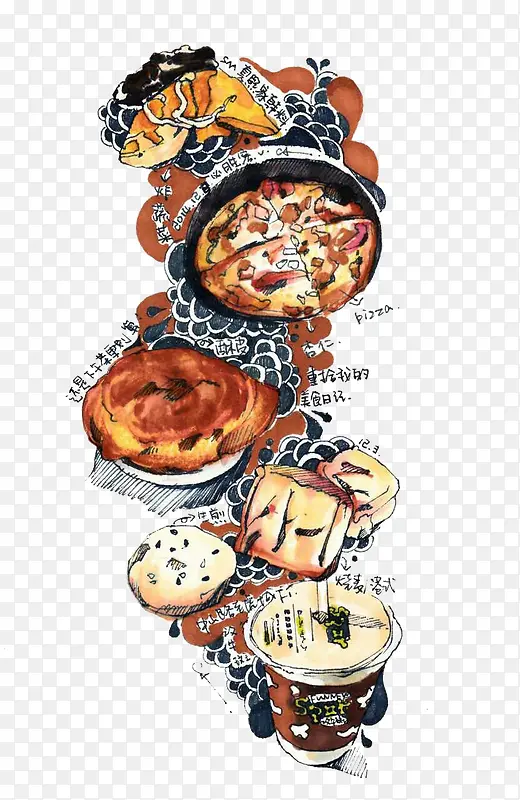 �ֻ���ʳ�ռǲ廭-������