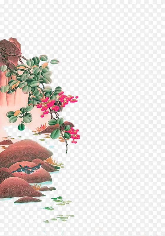 ������-��ɫ��ʽ��ʯ��֦װ��ͼ��-������