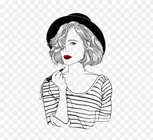 ��ñ�ӵ���Ů�廭-������