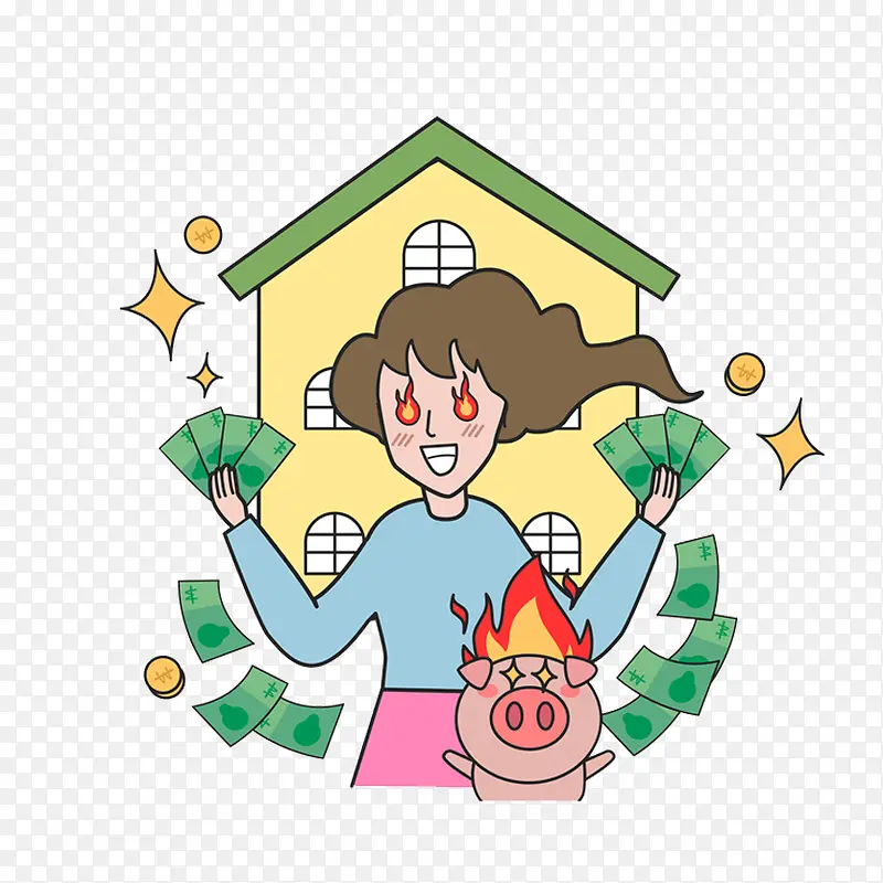 ׬Ǯ�����Ů��PNG-������