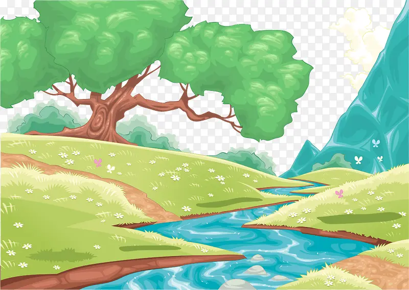 ɭ���е�СϪ���·羰ʸ��ͼ-������