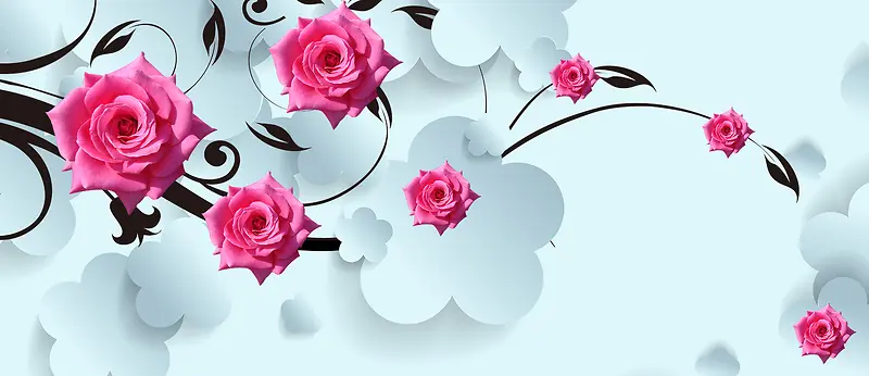 D��ɫ��Լõ�廨����ǽ����banner-������