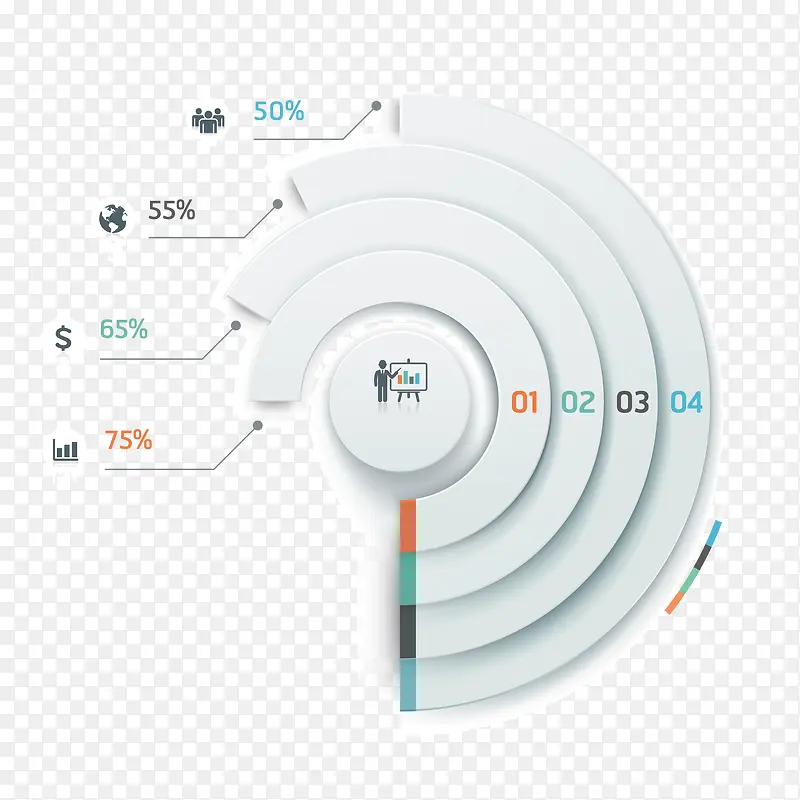 ʸ��Բ��PPT���ݰٷֱ�ͳ��ͼ-������