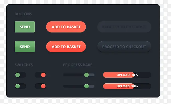 UI��ɫ���ں�ɫ��ť-������