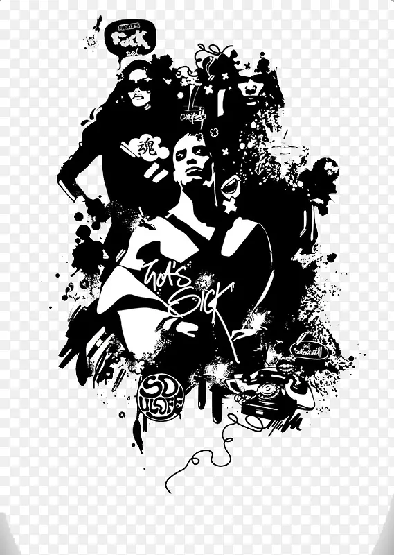 ��ɫ�����Ů�廭-������