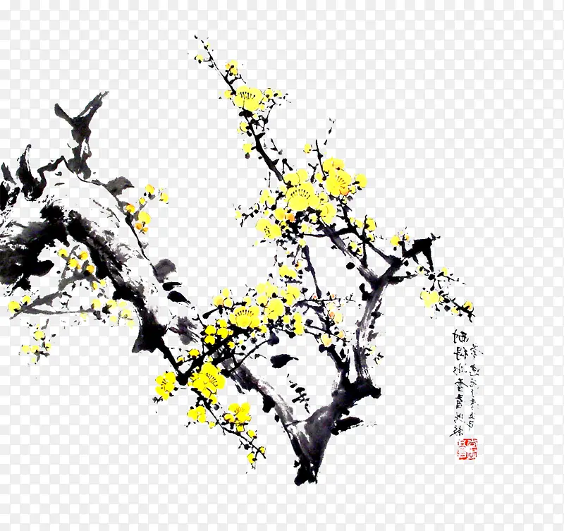 ˮī�滭��֦�ջ�-������