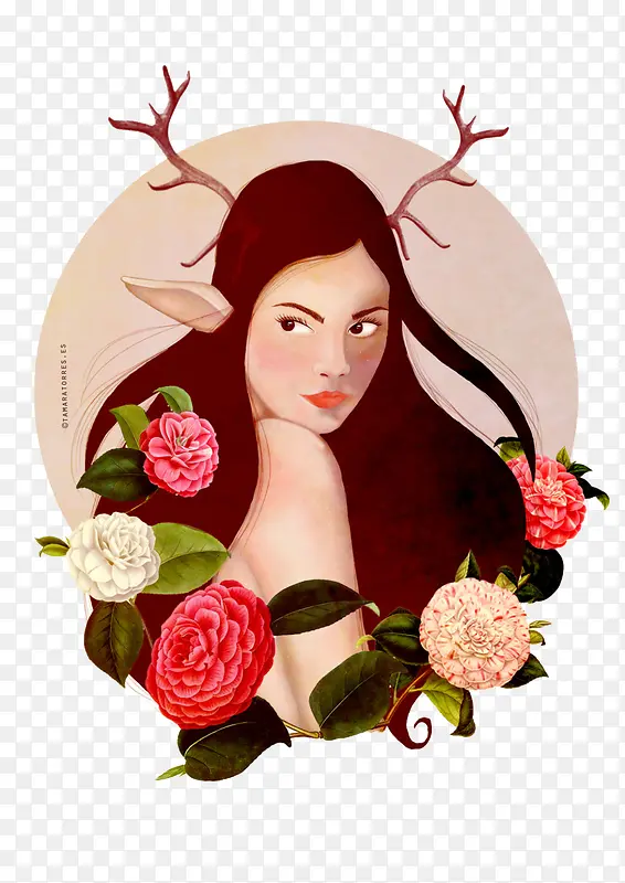 ��ɫ�����Ů�廭-������