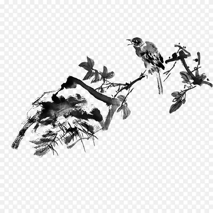 ˮī��֦�ϵ�С��-������