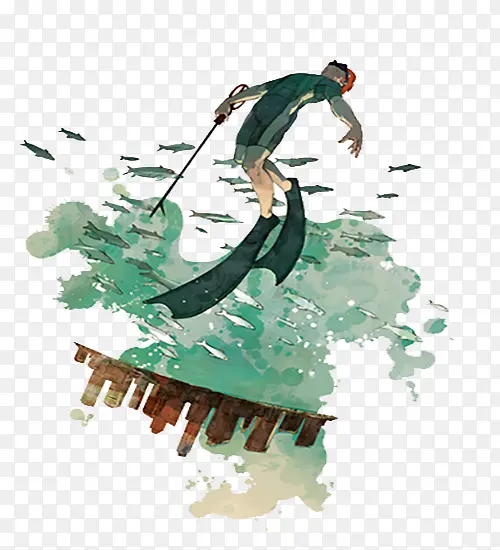 ����ɫ����Ǳˮ�廭-������