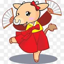 手绘可爱跳舞的小牛-空若网 手绘可爱跳舞的小牛-空若网