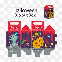 彩色万圣节包装盒矢量图-空若网 彩色万圣节包装盒矢量图-空若网