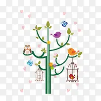 矢量树和鸟-空若网 矢量树和鸟-空若网