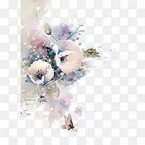 水墨花朵样式插画-空若网 水墨花朵样式插画-空若网