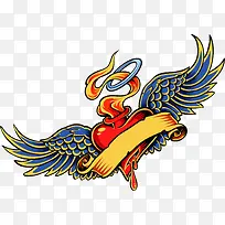 矢量手绘长翅膀的爱心-空若网 矢量手绘长翅膀的爱心-空若网