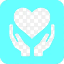 爱心蓝色手掌标签-空若网 爱心蓝色手掌标签-空若网