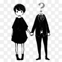 手牵手黑色涂鸦-空若网 手牵手黑色涂鸦-空若网