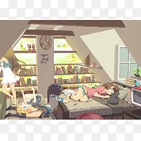 少女的房间动漫插画-空若网 少女的房间动漫插画-空若网