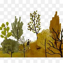 手绘卡通树木树林背景-空若网 手绘卡通树木树林背景-空若网