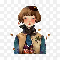 手绘时尚美女免抠素材-空若网 手绘时尚美女免抠素材-空若网