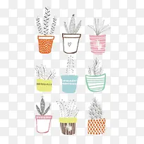 卡通手绘盆栽-空若网 卡通手绘盆栽-空若网