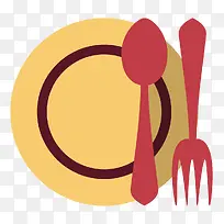 矢量扁平餐盘餐具素材-空若网 矢量扁平餐盘餐具素材-空若网