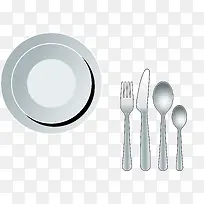 矢量手绘不锈钢餐具-空若网 矢量手绘不锈钢餐具-空若网