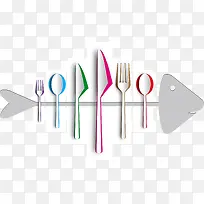 矢量创意餐具鱼骨头-空若网 矢量创意餐具鱼骨头-空若网