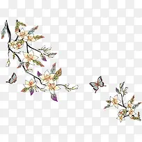 手绘花卉 蝴蝶-空若网 手绘花卉 蝴蝶-空若网