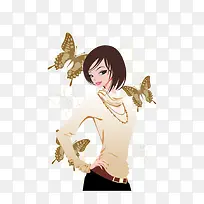 蝴蝶插画矢量美女素材-空若网 蝴蝶插画矢量美女素材-空若网