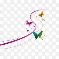 彩色矢量蝴蝶彩带-空若网 彩色矢量蝴蝶彩带-空若网