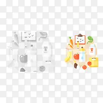 矢量卡通健康食物贴纸素材-空若网 矢量卡通健康食物贴纸素材-空若网