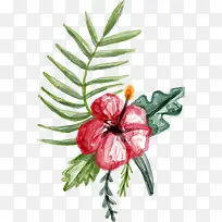 水彩红色花朵矢量图-空若网 水彩红色花朵矢量图-空若网