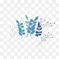 手绘树叶与小花装饰-空若网 手绘树叶与小花装饰-空若网