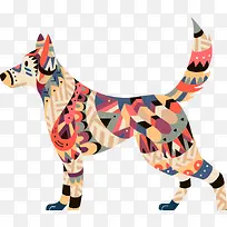 多彩中国风花纹小狗-空若网 多彩中国风花纹小狗-空若网