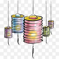 彩色手绘灯笼-空若网 彩色手绘灯笼-空若网