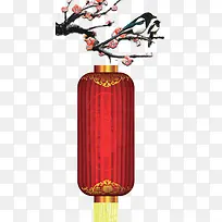 手绘红色灯笼树枝-空若网 手绘红色灯笼树枝-空若网