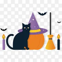 万圣节猫矢量元素-空若网 万圣节猫矢量元素-空若网