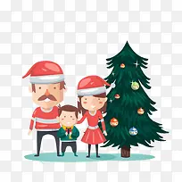 圣诞节元素一家三口插画-空若网 圣诞节元素一家三口插画-空若网