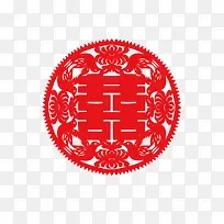 双喜 爱心 剪纸 红色 圆形-空若网 双喜 爱心 剪纸 红色 圆形-空若网