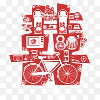 囍字创意剪纸矢量图-空若网 囍字创意剪纸矢量图-空若网