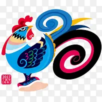 手绘彩色新年公鸡-空若网 手绘彩色新年公鸡-空若网