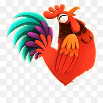 手绘彩色卡通大公鸡-空若网 手绘彩色卡通大公鸡-空若网