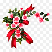 手绘梅花装饰飘带-空若网 手绘梅花装饰飘带-空若网