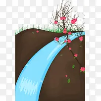 梅花瀑布插画-空若网 梅花瀑布插画-空若网