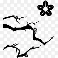 黑色卡通梅花树枝素材-空若网 黑色卡通梅花树枝素材-空若网