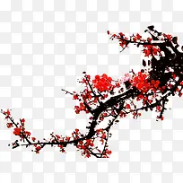 红色梅花树枝风光-空若网 红色梅花树枝风光-空若网